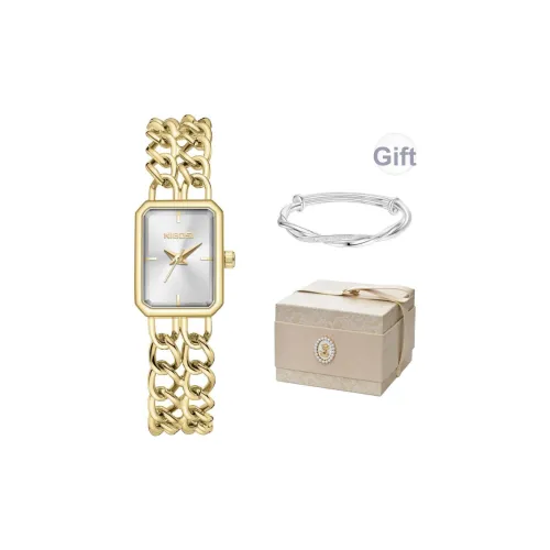 NIBOSI 1985 Кварцевый механизм ремешок из нержавеющей стали женские часы белый циферблат