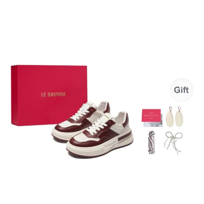 Le Saunda Lightweight Height Increasing Low Top Skateboard Shoes Women's Red-10