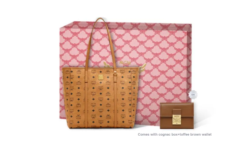 MCM Anya Top Zip Shopper Visetos Medium Cognac-3