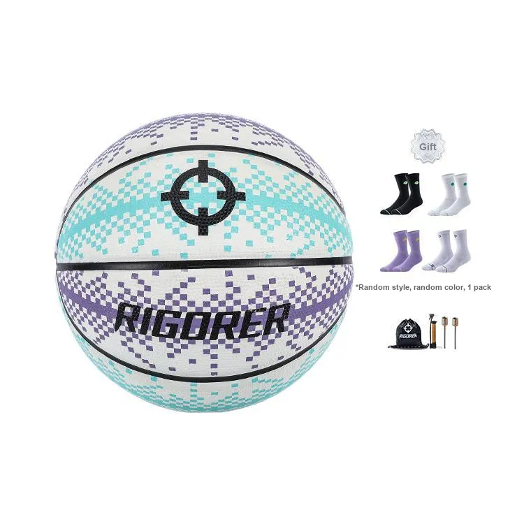 RIGORER Pixel Collection Rubber Basketball Blue Purple White Size 7 Training-1