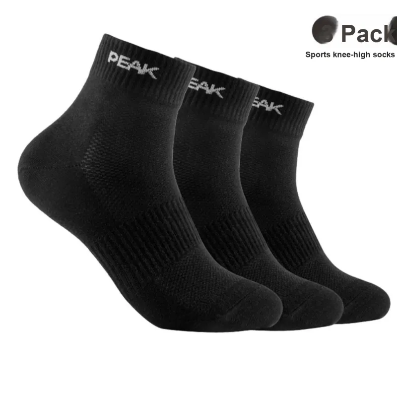 PEAK Mid Calf Socks Unisex 6 Pack Black-1