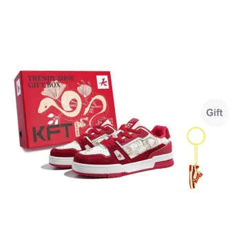 KFT Cloud Pattern Anti Slip And Wear Resistant Height Increasing Low Top Skateboard Shoes Unisex White Red