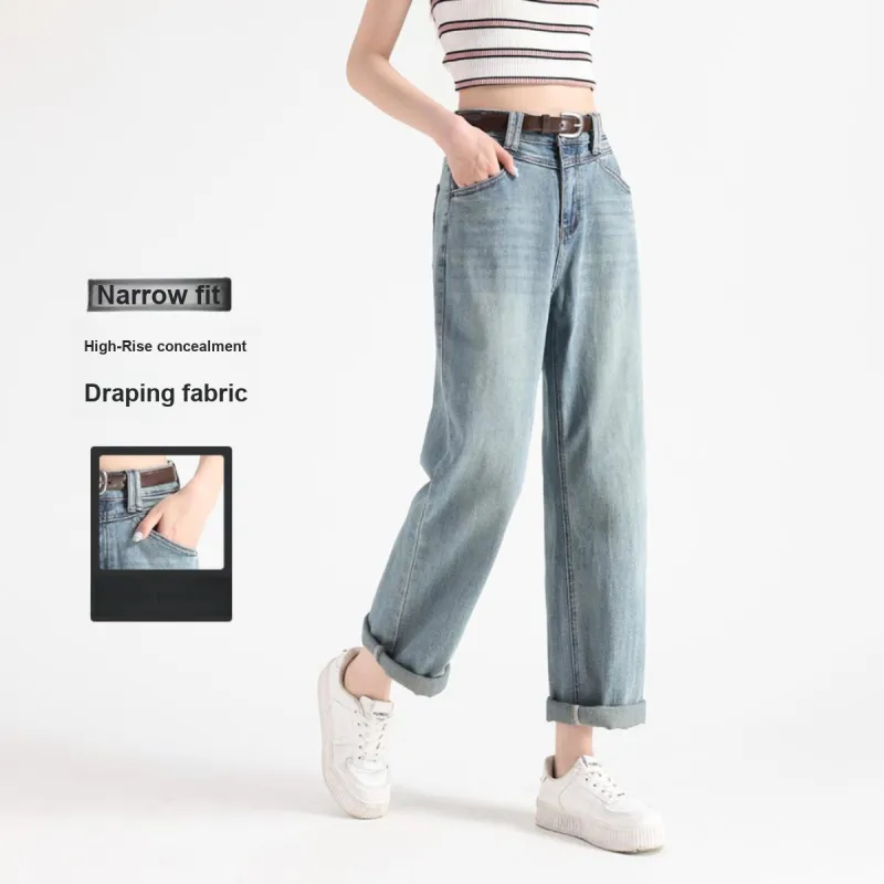 FAWENXIANGZI Jeans Women's Vintage Blue-1