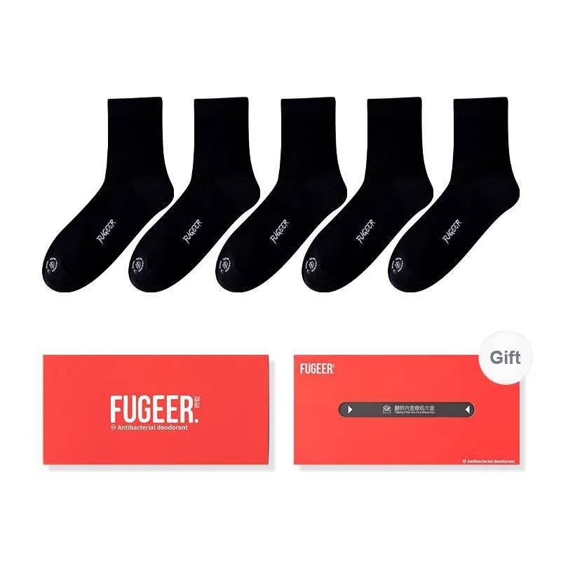 FUGEER Mid Calf Socks Men's Box 5 Pack-7