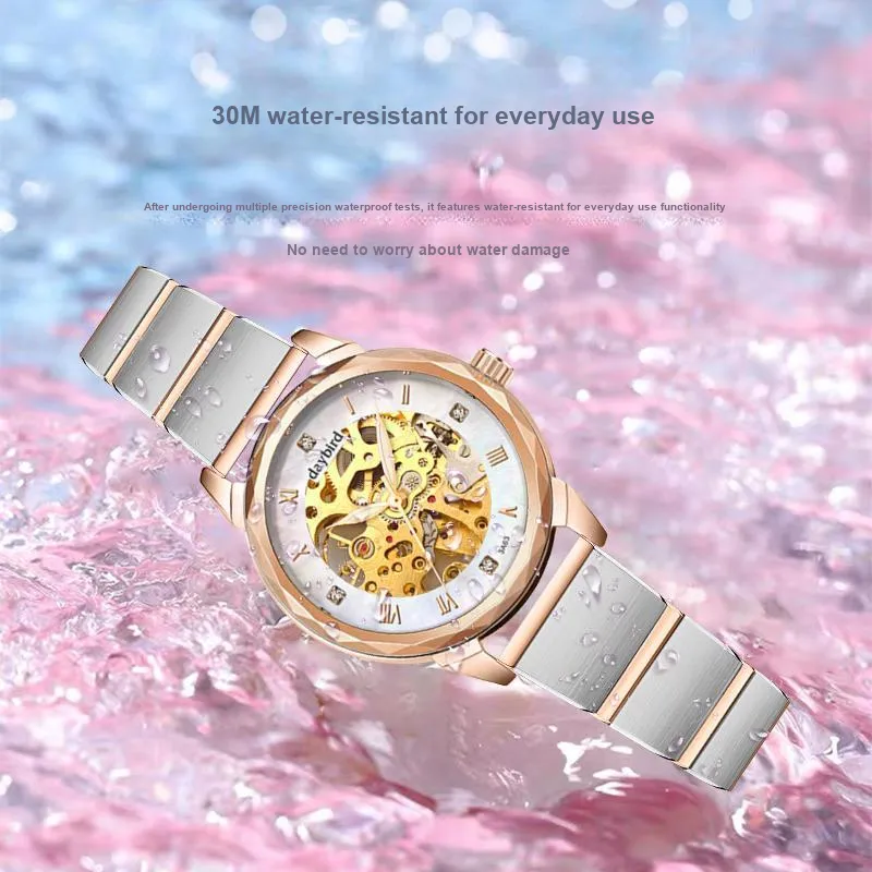 DAYBIRD Mechanical Movement Stainless Steel Watchband Watch Women's Watch Blue Dial-13