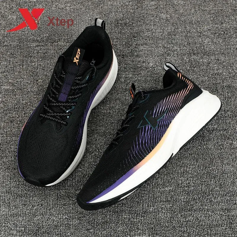 XTEP Cushioning Breathable Lightweight Low Top Running Shoes Men's Black-6