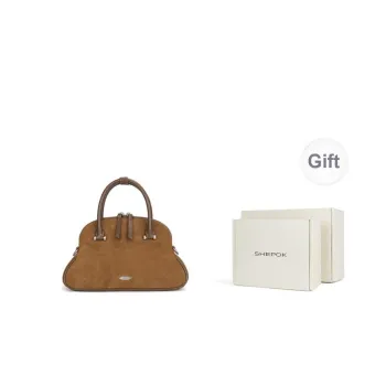 SHEPOK Cow Leather Shoulder Bag Crossbody Bag Handbags Women's Khaki