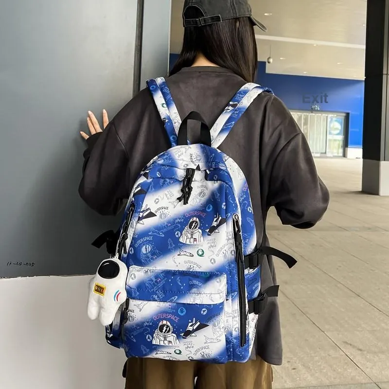 Single Warehouse Nylon Backpack Regular Unisex Blue/Green/Gray/Black-1
