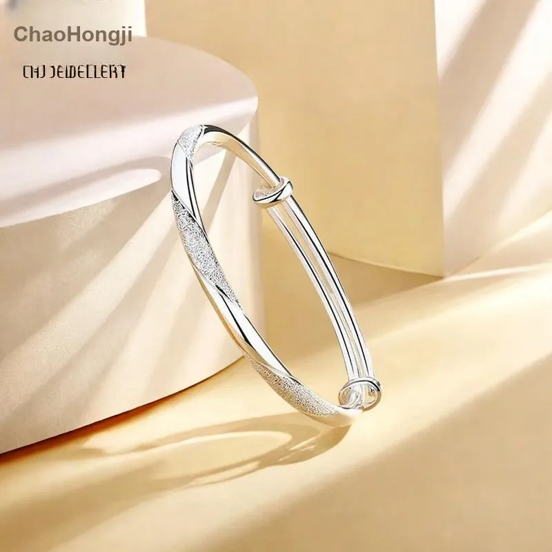 CHAOHONGJI 999 Fine Silver Bangles Women's-2