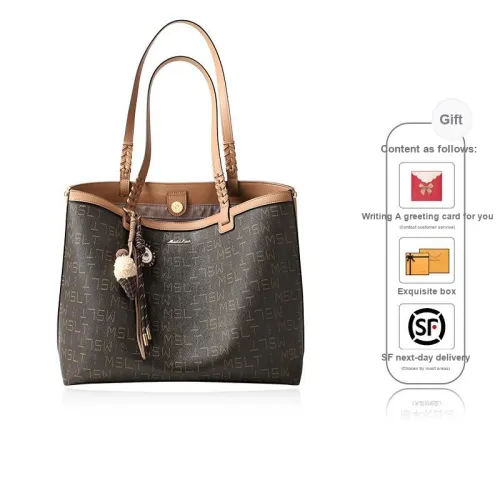 MashaLanti PVC With Synthetic Leather Shoulder Bag Tote Bag Regular Women's Coffee & Tea Brown
