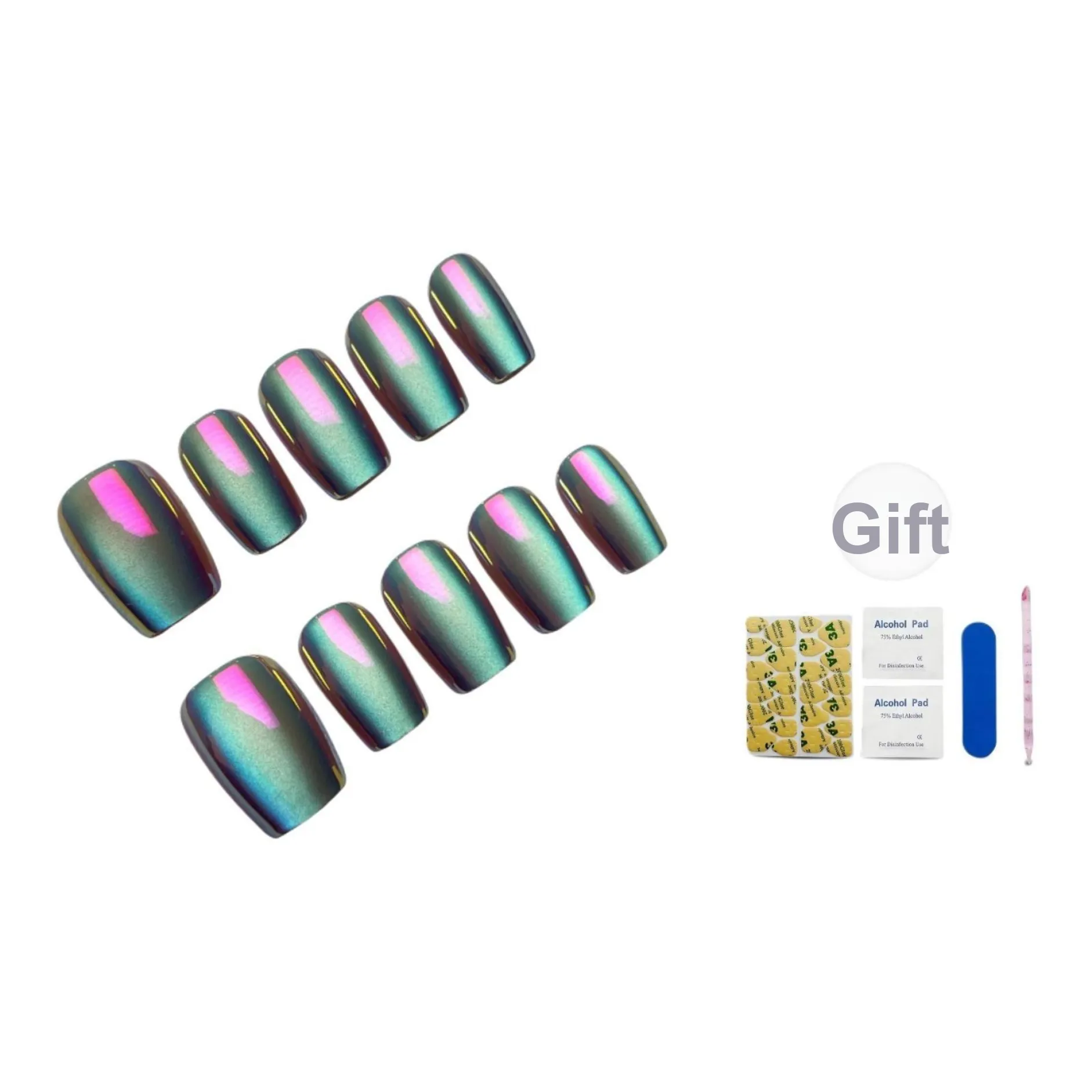 Artemis Wing False Nail Короткий Квадратный Прямоугольный Белый Градиентный Flashing