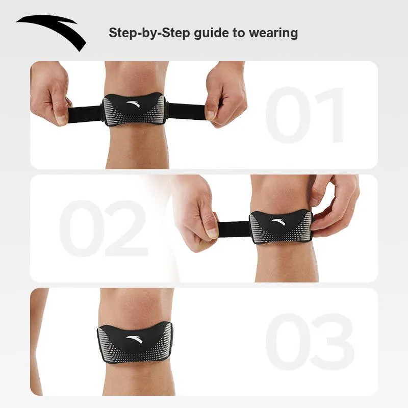 Anta Sports Mountaineering Hiking Patella Bands Protective Knee Pad Black Silicone Unisex-2
