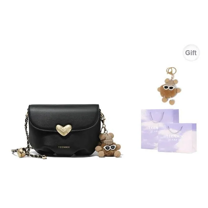 Teenmix Cow Leather Cloud Bag, Shoulder Bag, Crossbody Bag Trumpets Women's Black/Ecru/Pink-0