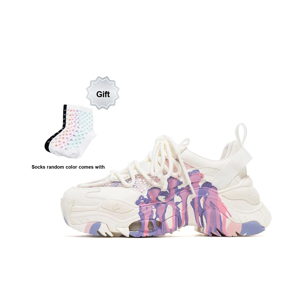 VITTORIO VENTURA Низкий топ массивные кроссовки 6 см женские фиолетовый розовый граффити