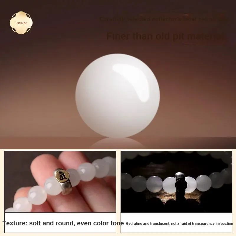 Harf Hetian Jade Bracelets Pale Greenish White Jade Unisex-2