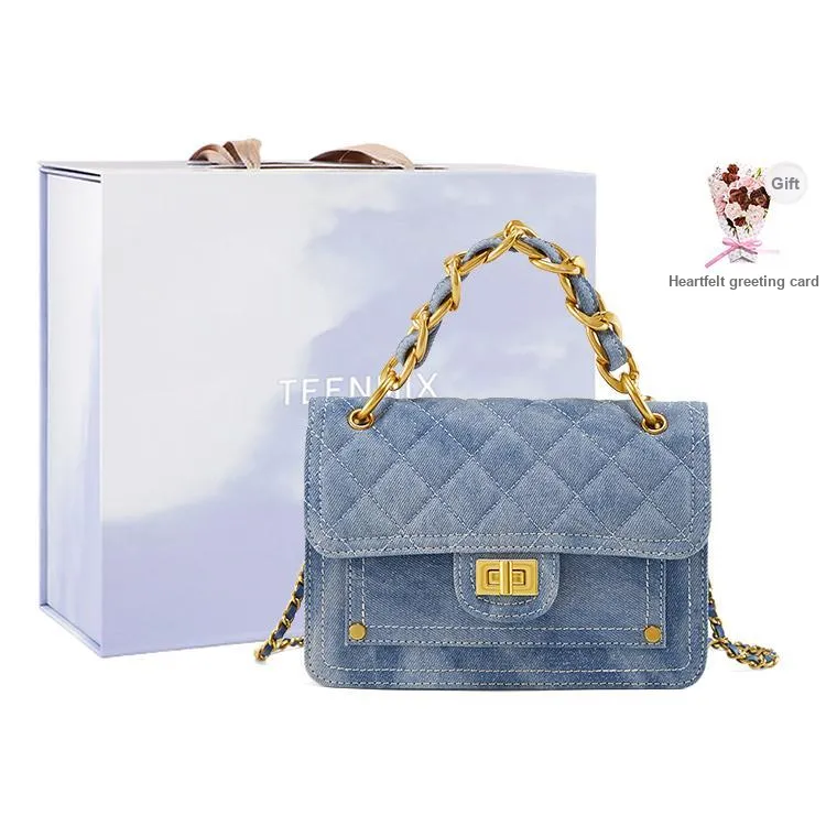 Teenmix Fabric Microfiber Synthetic Leather One Shoulder Handbag Regular Women's Black/Blue-15