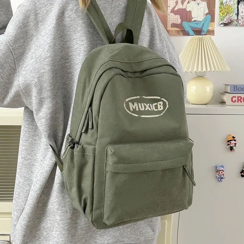 Single Warehouse Nylon Backpack Regular Unisex White Gray/Green/Red-15