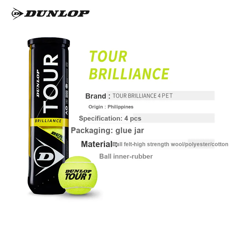 DUNLOP TOUR BRILLIANCE Tennis Balls Wool, Polyester, Cotton Match Ball Competition Neon Green-2
