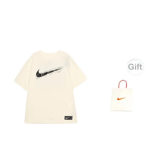 Nike T-Shirts Unisex White Short-Sleeve T-Shirt+Gift Bag