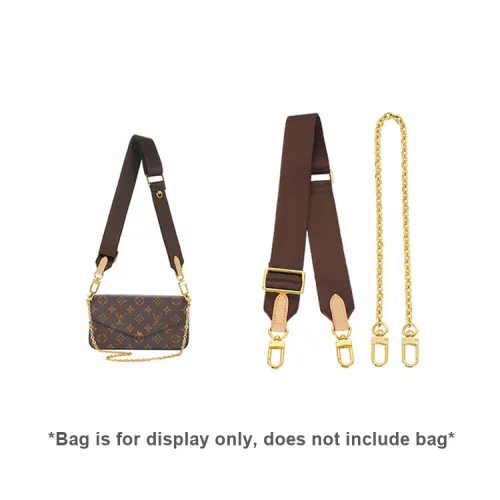 Lan Bao Fan Shoulder Strap Bag Brown Canvas Adjustable Shoulder Straps With One Shoulder Decoration Chain, 60cm