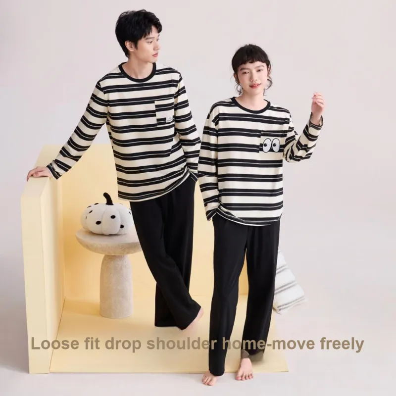 Red Beans At Home Pajama Set Men's Shopping Bag Black White-2