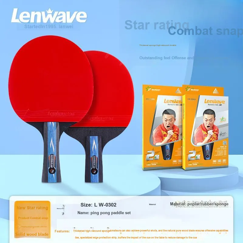 LENWAVE Ping Pong Paddles Unisex All Wood Red/Black-4