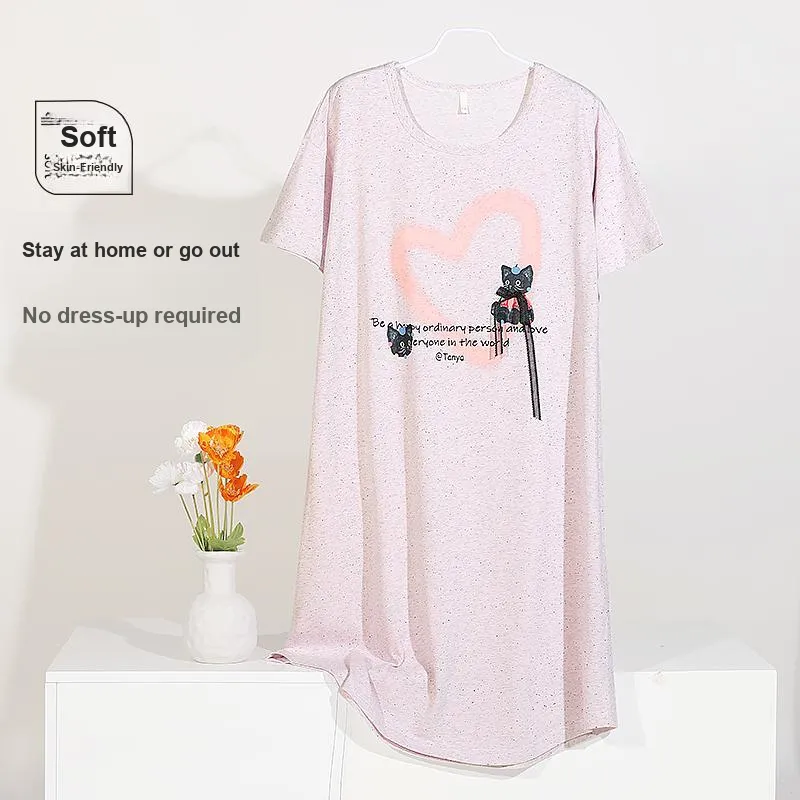 XIAFENYAN Nightgown Women's Light Pink-7