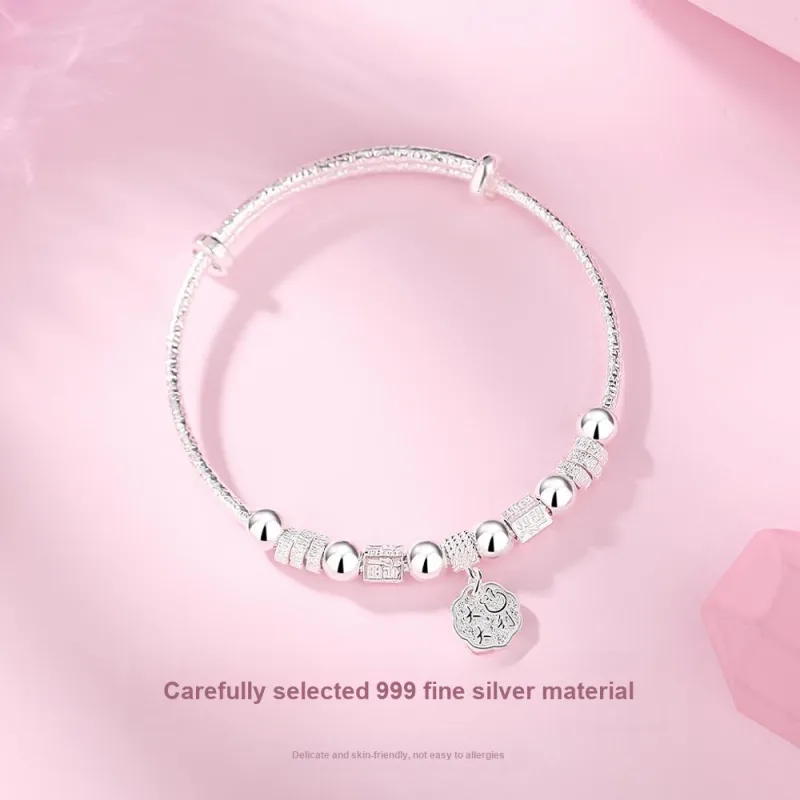 7℃ S999 Fine Silver Sterling Silver Bracelets Unisex-4