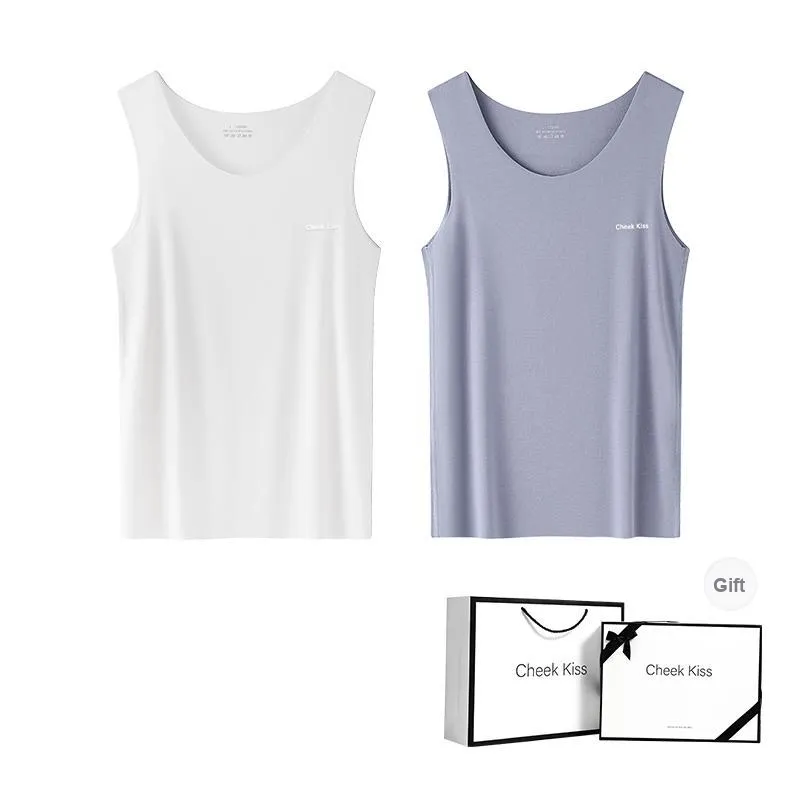 Cheekkiss Tank Top Men's Spring And Summer Solid Color Seamless Inner Base T Shirt For Men With Premium Gift Box Set-9