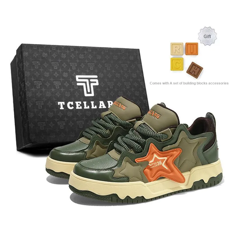 TCELLARS Cushioning Abrasion Resistant Lightweight Height Increasing Mat Low Top Skateboard Shoes Unisex-6