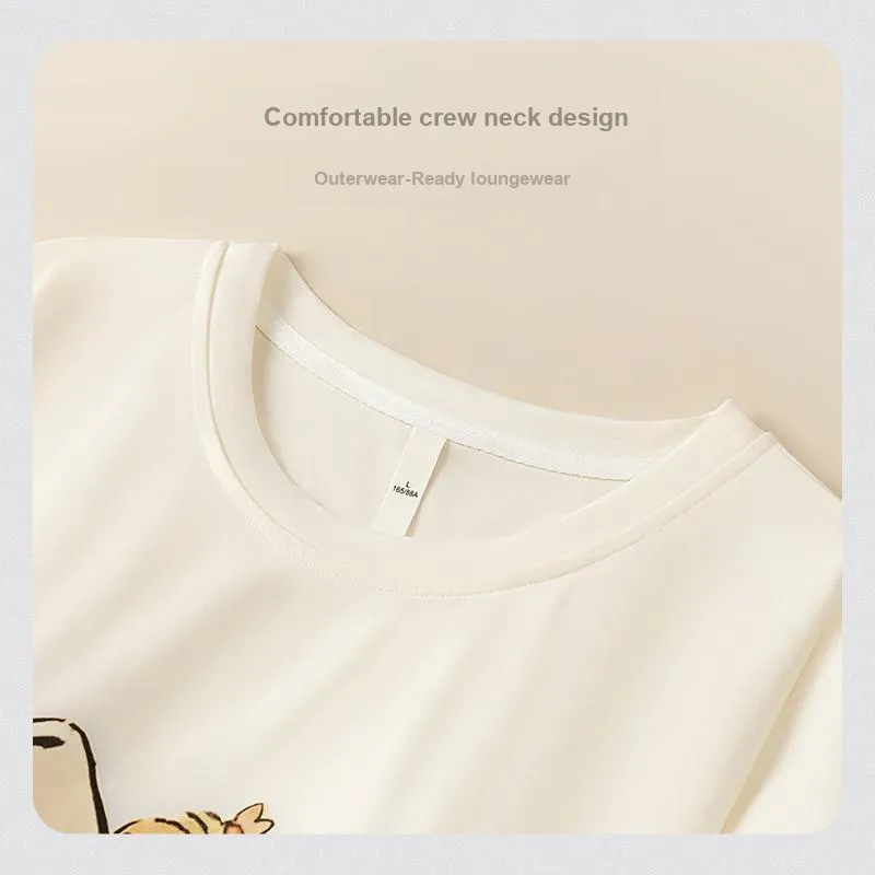 Gongdie x GANBEIXIAOGOUCHAHUA LIANMINGKUAN Nightgown Women's Apricot-4