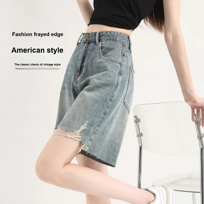 FAWENXIANGZI Denim Shorts Women's-3