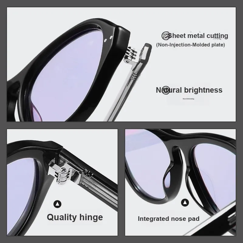 JIANGDAREN Plate Frame Round Sunglasses Unisex-4