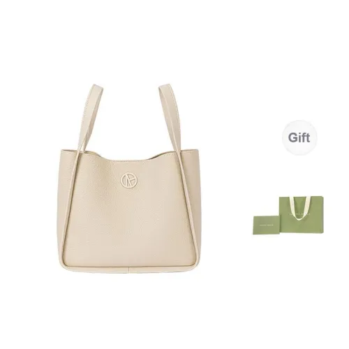 VANESSA HOGAN Cow Leather Basket Bag Bucket Bag Handbag Shoulder Bag Large Size Women's Ecru