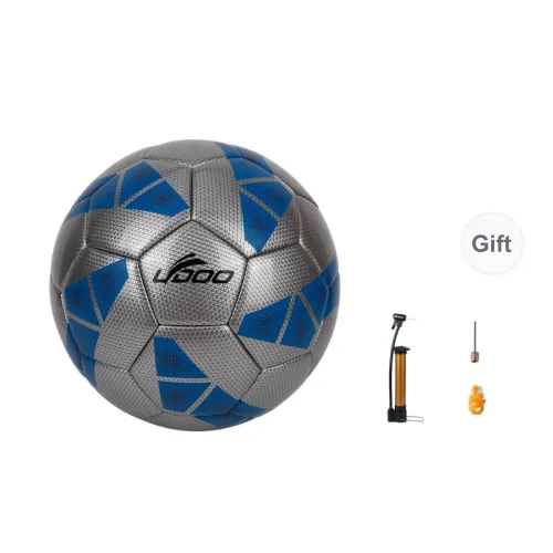 Ledo Size 5 Soccer PU Machine Stitched Soccer Ball Unisex Silver Blue