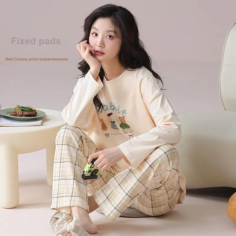 XIAFENYAN Pajama Set Women's Apricot-4