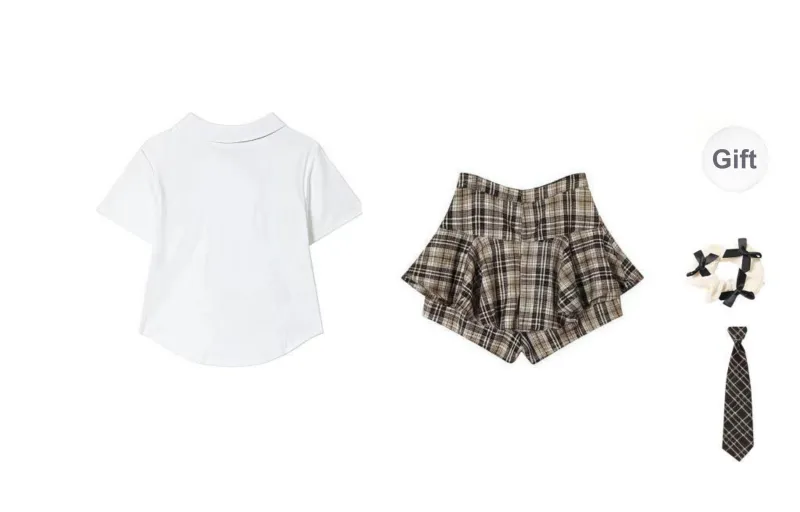 TURN UP Skirt Set Women's White+Khaki-1