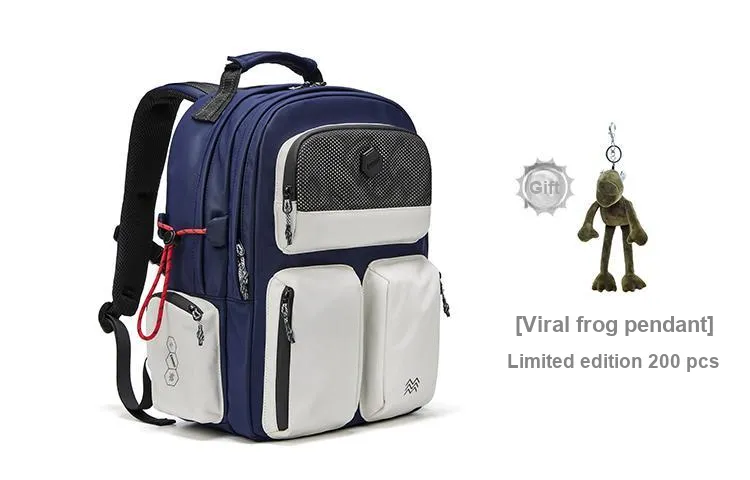Land Gulls Nylon Fabric Backpack Laptop Bag Tubas Unisex Navy Blue/Black-0