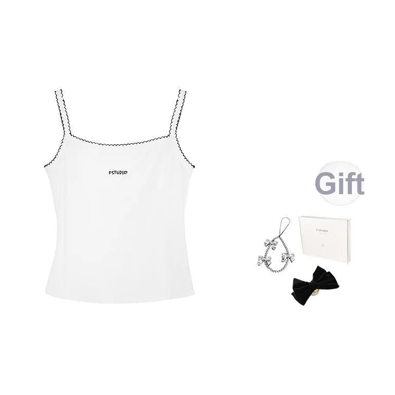 Fstudio Корейский стиль Маленький Коммутирование Отделение Топ на бретелях Женская Белый