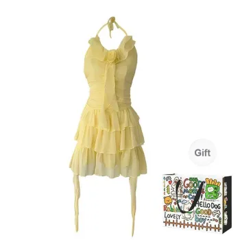 PZHK Sleeveless Dresses Women's Yellow Shopping Bag