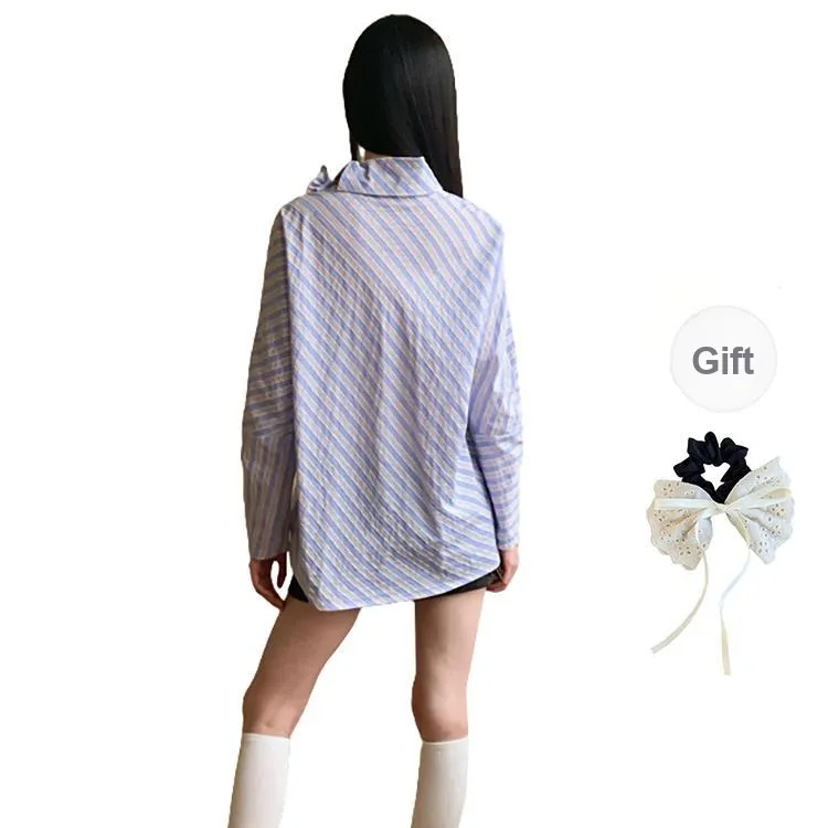 PAVEA Shirt Women's Blue+Hair Tie Comes With-1