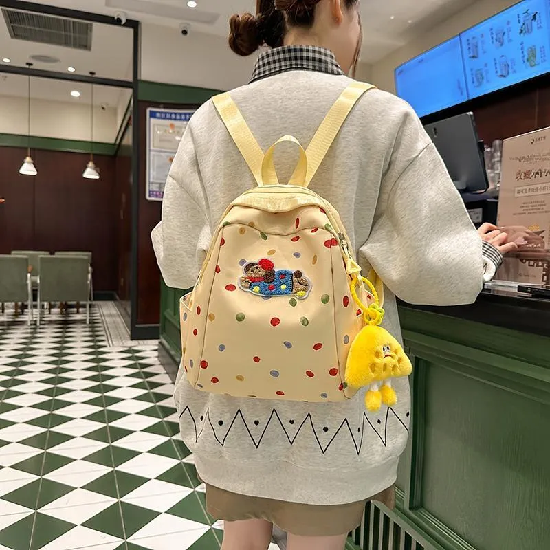 LUVISTRUE Nylon Backpack Regular Women's White/Yellow/Blue-11