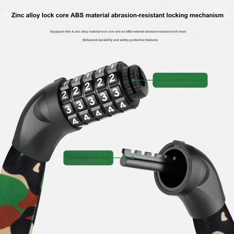 WEST BIKING Bicycle Locks Anti Pick Anti Rust Protective Adjustable Chain Lock-20
