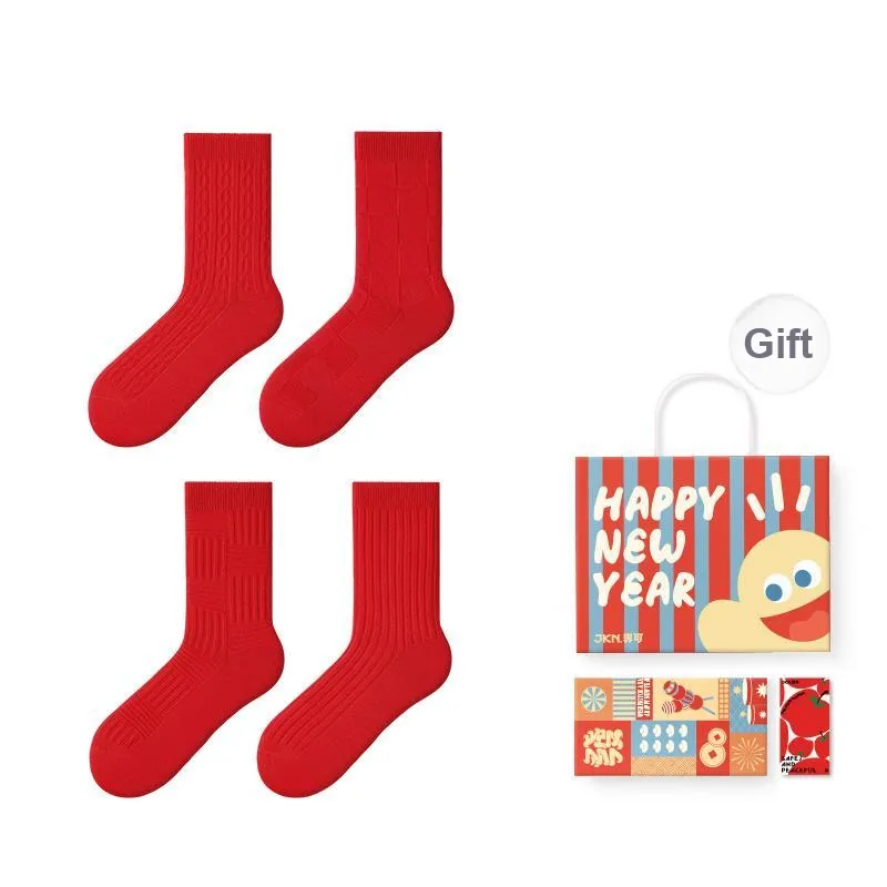 JKN Mid Calf Socks 2025 Little Man Stamping Wedding Socks Unisex Box 5 Pack-10