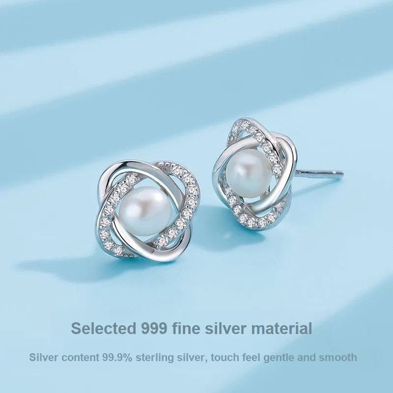 Andaozi Pearl Stud Earrings Women's-2