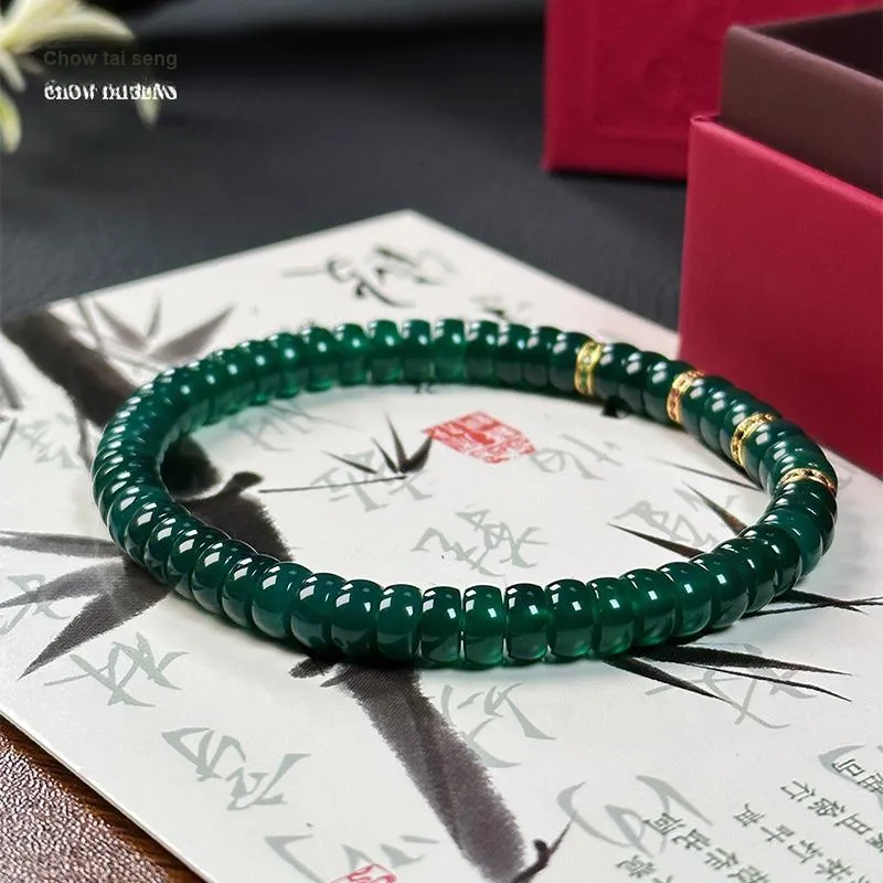 CHOW TAI SENG Agate New Chinese Style Beaded Bracelet Unisex-2