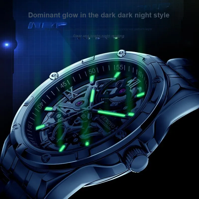 RENOVO Explorer Collection Automatic Mechanical Movement Watch Unisex Black Dial-13