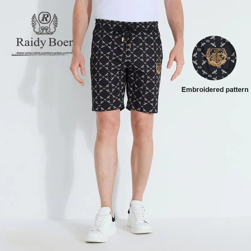 Raidy Boer 2025 Summer Casual Shorts Men's Black Floral-2