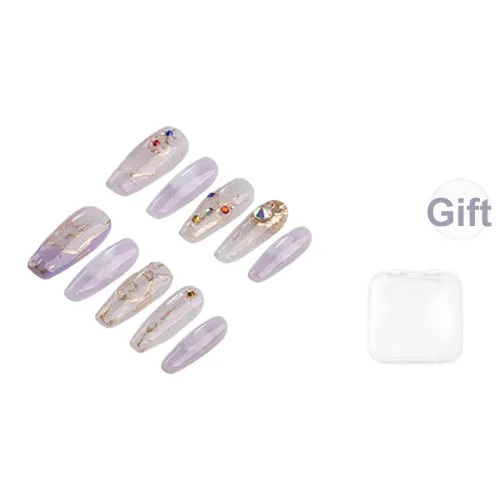 Song Biography Позолоченный Смешанный Градиент Фиолетовый Осветляющий Премиум Feel False Nail Средний ЛАДДЕР 25 мм