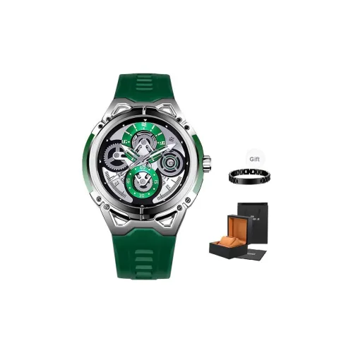 FR Four Pack Коллекция Кварцевый механизм Силиконовый ремешок Часы Унисекс Зеленый циферблат